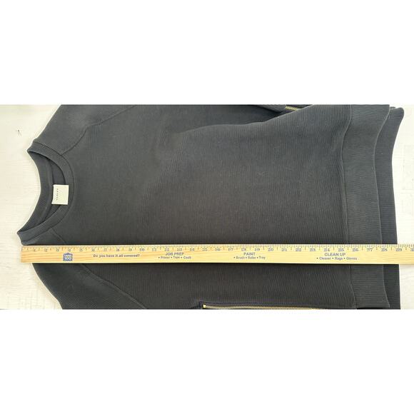 Varley Black Sweatshirt with Gold Zipper Accents Ribbed Fabric Crew Neck Size S - Picture 9 of 10